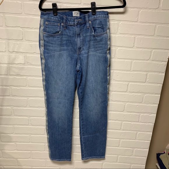 J Crew Race Stripe Skinny Jeans 27